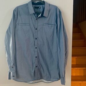 EUC Guess Men's City Tech Blue Button-Down Shirt